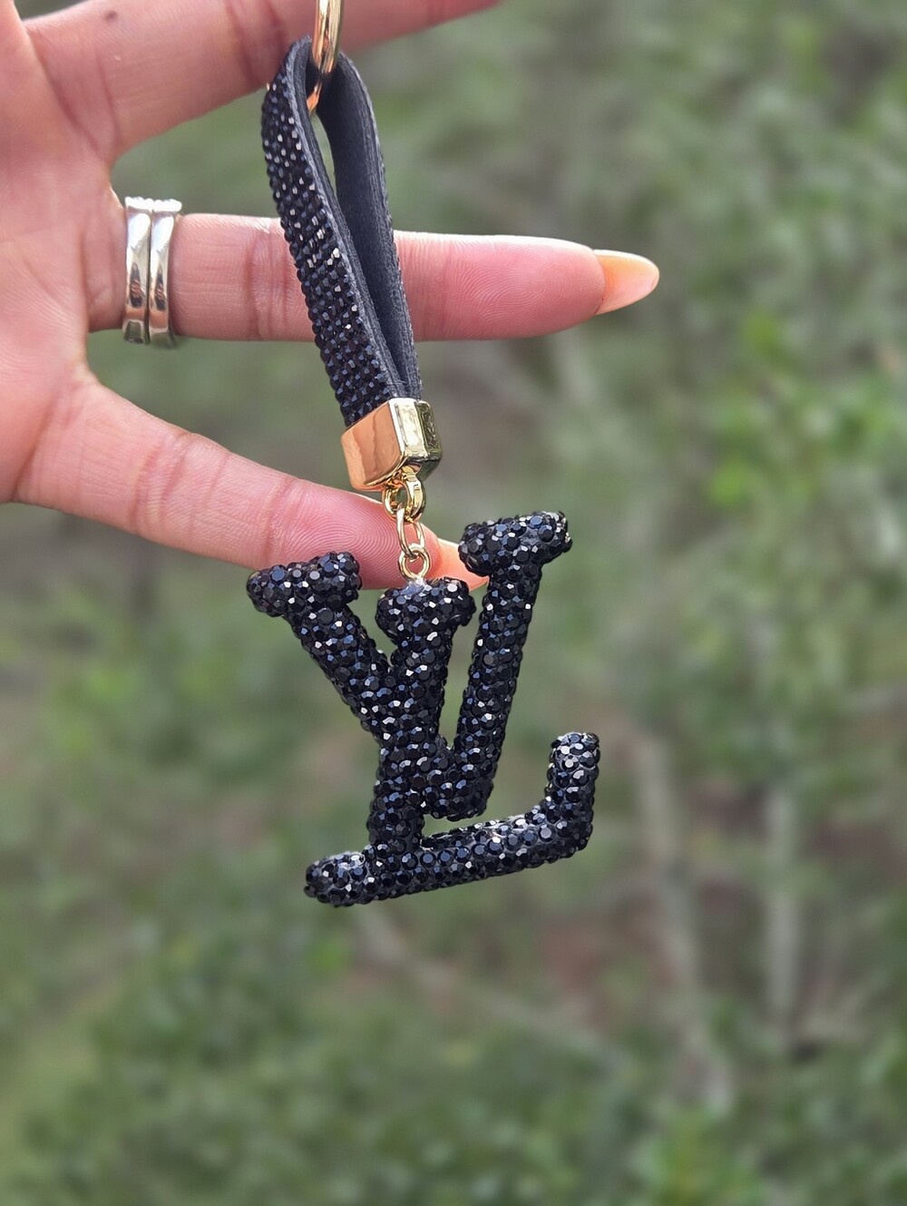 Black LV Rhinestone/Bag Charm - Picture 2 of 2